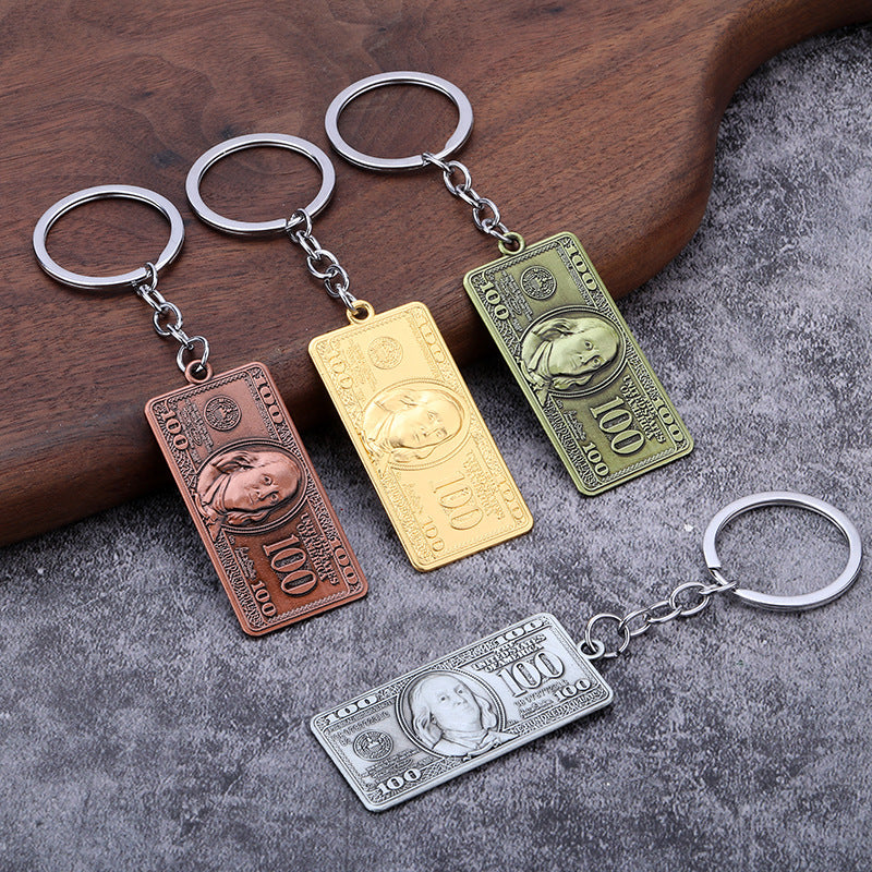 Dollar Bill Zinc Alloy Keychain Pendant Gift Accessory