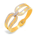 Gold Titanium Steel Cuff Bangle Bow Geometric Czech Crystal view 5