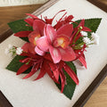 Fabric Orchid Leaf Duckbill Hair Clips Red And Yellow view 6