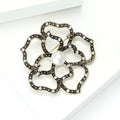 Openwork Crystal Flower Brooch with Pearl Center Decorative Clothing Pin view 4