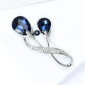 Silver Tulip Crystal Brooch Teardrop Purple Blue Colors view 2