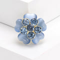 Layered Five Petal Flower Brooch With Crystal Center in Four Colors view 2
