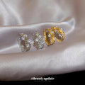 Crystal Edge Hoop Earrings in Gold and Silver Tone view 4