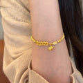 Gold Tone Coin Gourd Bracelet And Unrelated Rose Triple Chain Bracelet view 4