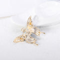 Green Gold Tone Butterfly Enamel Pearl Look Metal Brooch Pin view 5