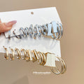 Geometric Metal Hoop Earring Sets Six Pairs Gold Or Silver view 1