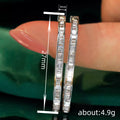 Silver Baguette CZ Double Row Hoop Earrings Lever Clasp view 4