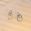 Gold and Silver Interlocking Oval Double Hoop Earrings view 3