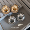 Sculptural Triple Loop Stud Earrings with Distinctive Textured Details view 4