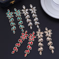 Gold Tone Silver Tone Floral Leaf Chain Tassel Crystal Four Designs Metal Dangle Earrings view 3