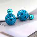 Hollow Double Sided Ball Stud Earrings in Eight Colors view 11