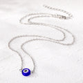 Silver Tone Round Enamel Evil Eye Pendant Necklaces in Five Colors view 5