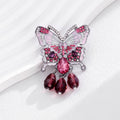 Pink Crystal Butterfly Teardrop Fringe Metal Brooch Pin view 5
