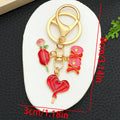 Twelve Pink and Red Rose Heart Metal Keychain Designs view 10