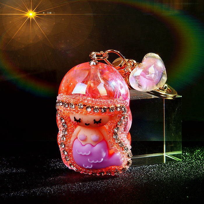 Jelly and Solid Mermaid Figure Keychains in Nine Color Options