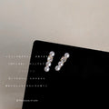 Gold Bar Three Pearl Clear Crystal Stud Earrings Pair view 1