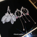 Silver Tone Crystal and Shell Petal Drop Earrings in Two Designs view 2