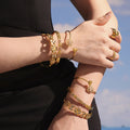 Gold Open Cuff Bracelets Rose Flower Heart And Bees view 4