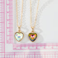 Gold Tone Faceted Crystal Heart Pendant Necklaces in Three Colors view 2