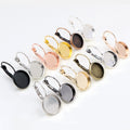 Metal Leverback Earring Hooks With Round Bezel Trays view 4