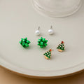 Green Christmas Three Pair Novelty Stud Earring Card Set view 3