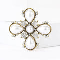 Baroque Pearl Cross Brooch Star Accents Gold Silver view 2
