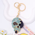 Rhinestone Skull Keychain Gold Metal Crystal Bag Charm view 3