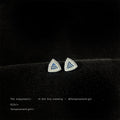 Silver Triangle Blue Crystal Cluster Pave Stud Earrings view 4