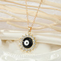 Gold Tone Crystal Halo Round and Heart Evil Eye Necklaces view 6