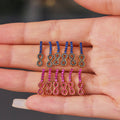 Gold Figure-Eight Drop Earrings Pink Or Blue Zircon Pave view 4