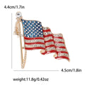 American Flag Enamel Crystal Brooch in Gold and Silver view 6