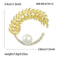 Yellow Crystal Wheat Ear Brooch Pearl Clear Arc Gold Tone view 5