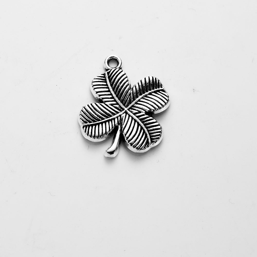 Vintage Alloy Four Leaf Clover Charm Pendant for DIY Jewelry