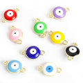 Round Evil Eye Connector Charms in Nine Colors and Two Metal Tones view 5