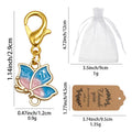 Enamel Butterfly Charm Keychain Gold Clasp Six Colors view 2