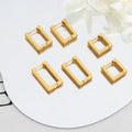 Geometric Rectangle Square Huggie Hoop Earrings Gold Steel view 3
