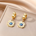 Gold Huggie Hoop Evil Eye Drop Earrings 7 Shape Styles view 8
