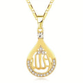 Gold Teardrop Arabic Calligraphy Crystal Pendant Necklace view 5