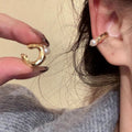 Textured Open Hoop Ear Cuffs With Pearl Accents In Two Tones view 7