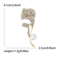 Pave Calla Lily Brooch Pearl Drop Silver and Gold Tone view 5