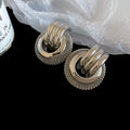 Sculptural Triple Loop Stud Earrings with Distinctive Textured Details view 7