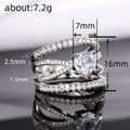 Silver Tone Layered Open Band Ring With Clear Center Stone view 4