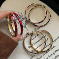 Patterned Fabric and Faux Leather Hoop Earrings in 36 Styles view 3
