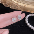 Clear Oval Halo Crystal Stud Earrings Gold Tone Pair view 3