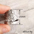 Antique Silver Embossed Floral Wide Wrap Open Ring view 5