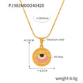 Gold Round Evil Eye Enamel Pendant Necklace Snake Chain view 12
