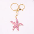 Rhinestone Starfish Keychain Gold Clasp Pink Clear Blue Styles view 5