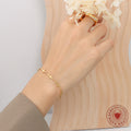 Geometric Cross Station Link Bracelet Gold Tone Metal view 2
