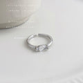 Silver Open Adjustable Ring Marquise Clear Crystal Center Stone view 4