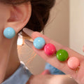 Glossy Round Bead Stud Earrings in Seven Bright Colors view 3